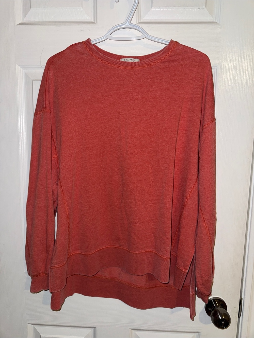 Z Supply Coral Rust Boxy Crewneck Sweatshirt